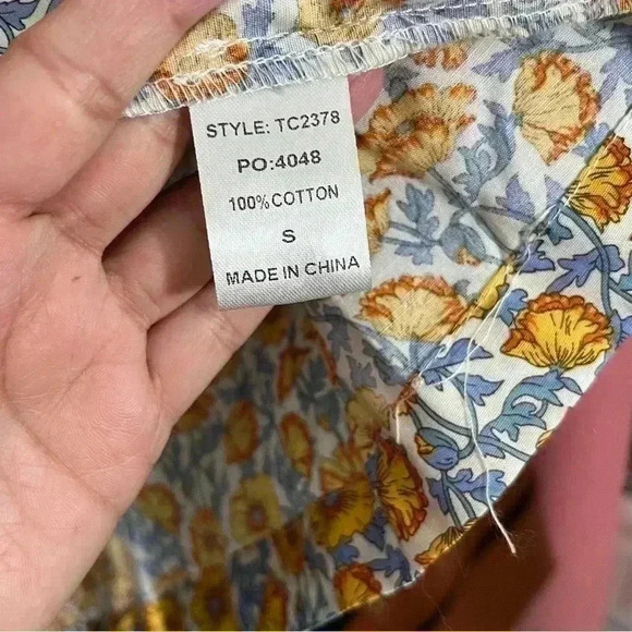 NWOT Gigio Yellow Floral Peasant Tiered 3/4 Sleeve Top | size small - Picture 7 of 7